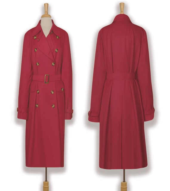 Winter Coat- Long Coat- Trench Coat- Maxi Coat- Long Red Coat- Overcoat- Red Coat-  Belted Coat- Raincoat- Red Maxi Coat- Winter Coat Women View 4