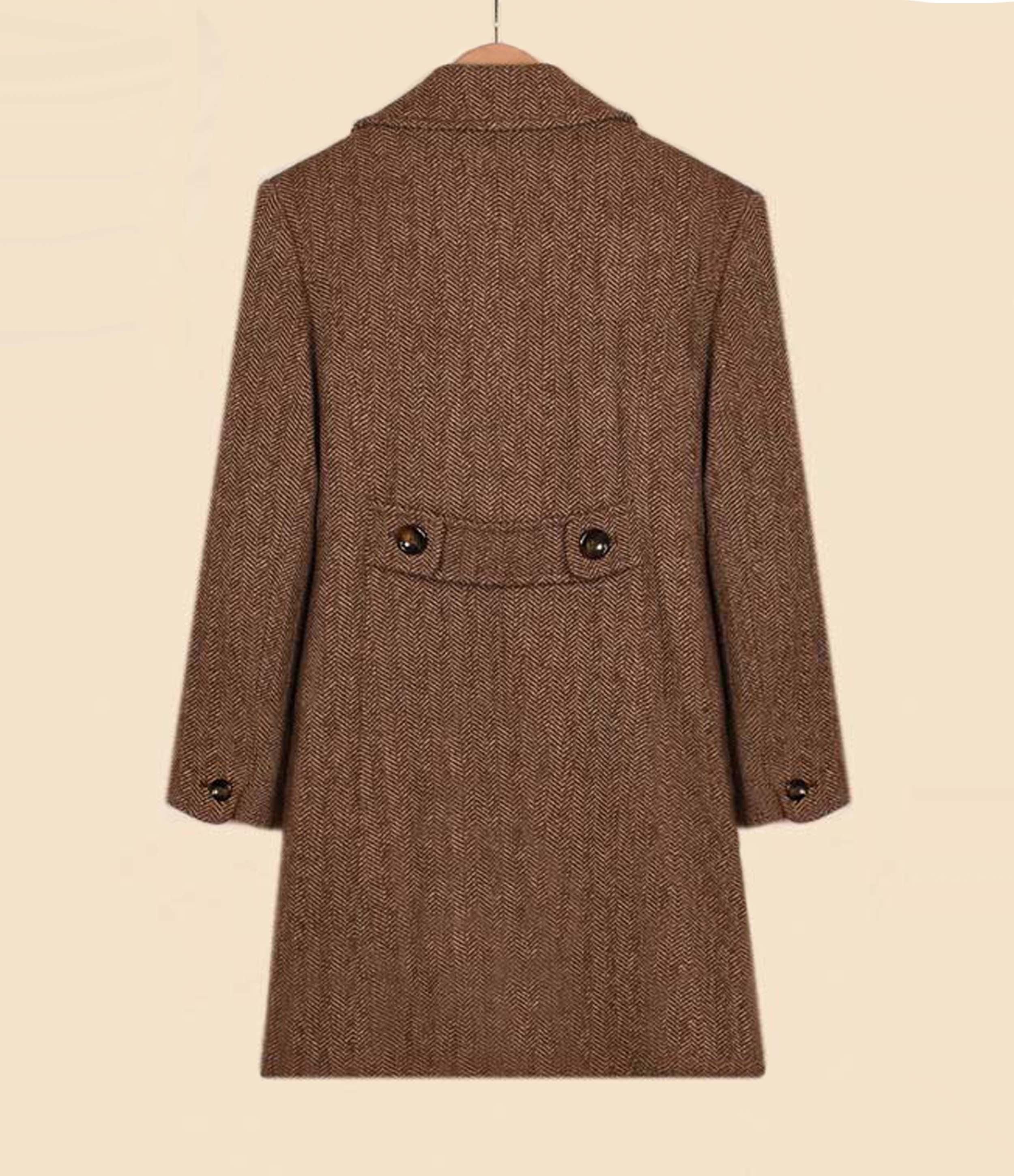 Jones New York Coat- Brown Tweed Coat- Chocolate Brown Wool Coat