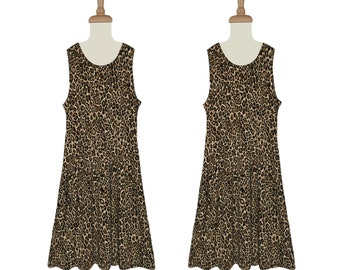 Vestido de leopardo para mujer - Vestido con estampado de leopardo - Vestido de verano de leopardo - Vestido sin mangas con estampado animal - Vestido con estampado de guepardo - Vestido informal de leopardo