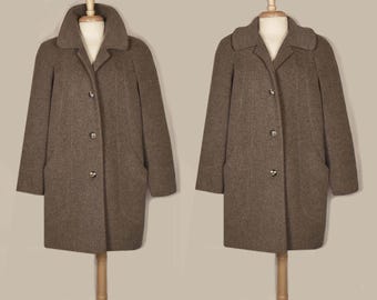 Abrigo Alorna vintage - Abrigo de lana Alorna - Abrigo de lana gris para mujer - Abrigo de lana de los años 90 - Abrigo de fabricación británica - Abrigo de lana gris claro - Abrigo de lana de longitud media