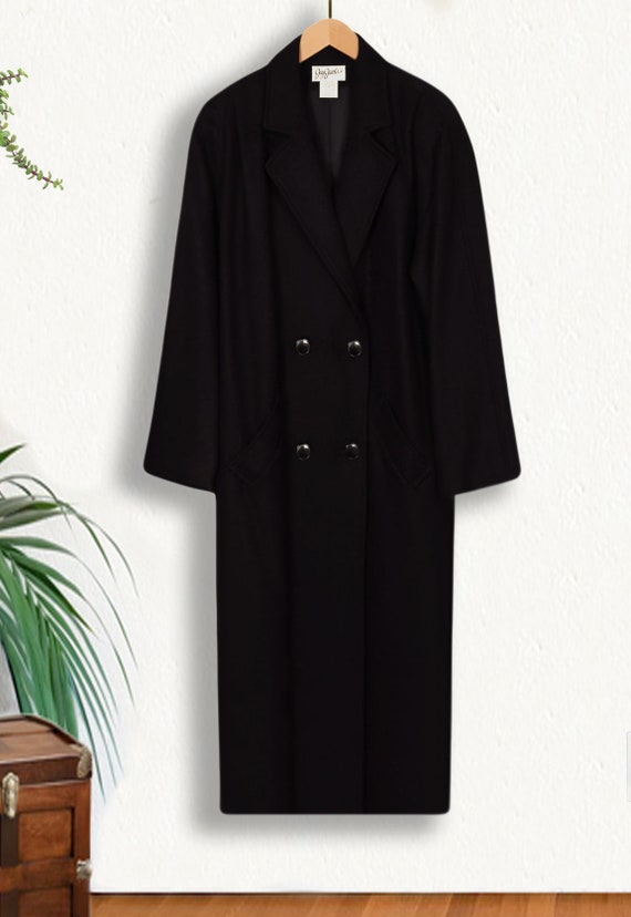 Vintage Wool Coat- Maxi Coat- Long Black Coat- Wi… - image 5