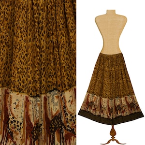 Langer Rock für Damen - Boho Rock - Gobelin Rock - Hippie Rock - Maxi Rock - Ethnischer Leopard Muster Rock - Bauern Rock - Festival Boho Rock