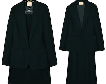 Pendleton Skirt Suit- Petite Wool Suit- Pendleton Petite Suit- Dark Green Wool Suit- Wool Skirt Suit- Petite Skirt Suit Set- Ladies suit 6