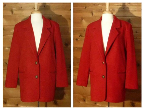 Red Wool Jacket- Red Coat Women- Winter Coat- Red