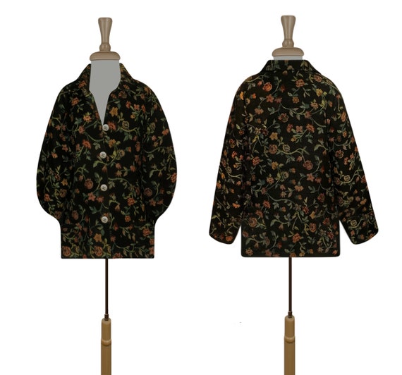 Vintage Tapestry Jacket- Tapestry Coat- Floral Ja… - image 8