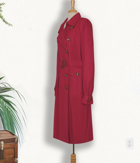 Winter Coat- Long Coat- Trench Coat- Maxi Coat- Long Red Coat- Overcoat- Red Coat-  Belted Coat- Raincoat- Red Maxi Coat- Winter Coat Women View 3
