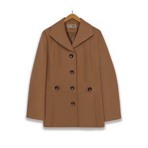 Chaqueta de vellón Jennifer Moore, chaqueta de vellón beige, vellón bronceado para mujer, abrigo de vellón beige con botones, chaqueta de vellón para mujer, vellón bronceado / L
