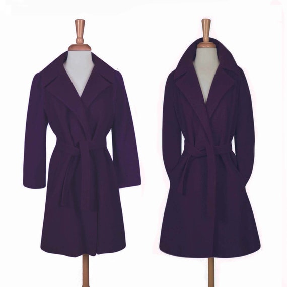 Womens Vintage Wool Coat | Purple Wool Coat | 70s 