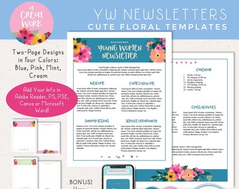 Newsletter Templates LDS Young Women Pack 2021 Youth Theme [Instant Download]