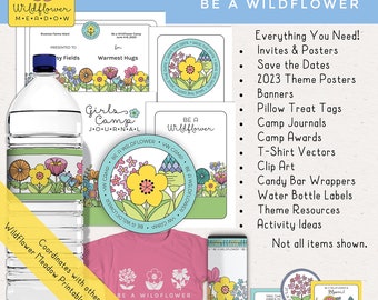 LDS Girls Camp Mega Pack, Be a Wildflower, Posters, Tags, Journals, T Shirt Vectors, Candy Bar & Water Bottle Labels [Digital Download]