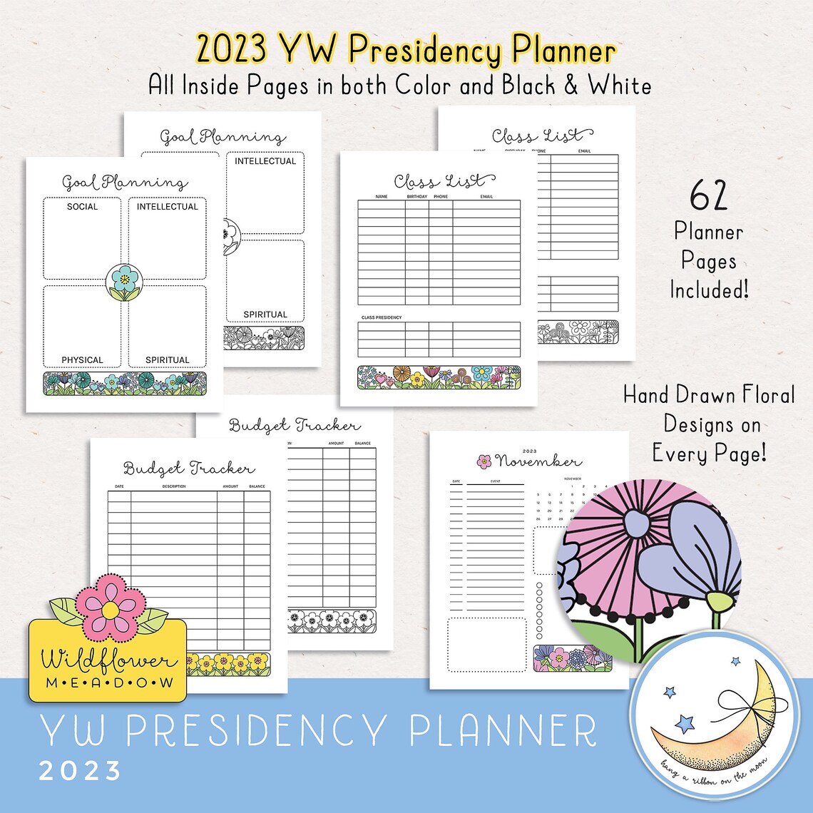 LDS YW Presidency Planner 2023 Editable PDF Binder Covers Etsy UK