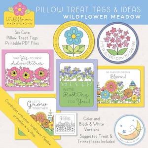 LDS Young Women Girls Camp Pillow Treats Tags & Ideas, Wildflower Meadow Pack 2, Printable PDF Files Digital Download image 1