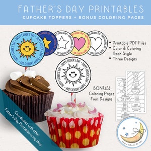Father&#39;s Day Printable Cupcake Toppers, Coloring Pages, Father&#39;s Day Craft,  FHE, LDS Young Women or Primary [Digital Download]