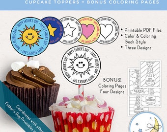 Father's Day Printable Cupcake Toppers, Coloring Pages, Father's Day Craft,  FHE, LDS Young Women or Primary [Digital Download]