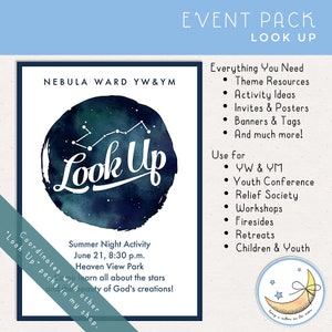 LDS Relief Society Event Pack: Look Up [Digitaler Download] Poster & Einladungen, Ideen für Aktivitäten und mehr!