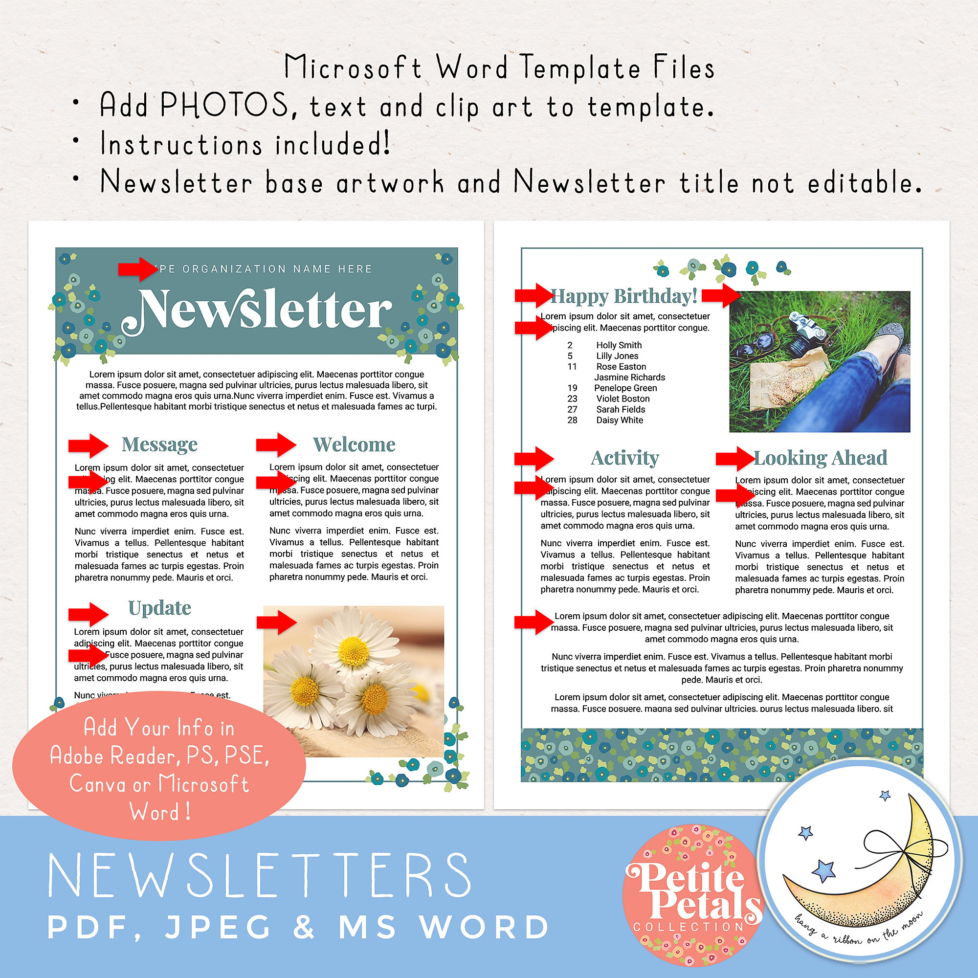 Newsletter Editable Template Adobe Reader PS PSE Canva - Etsy