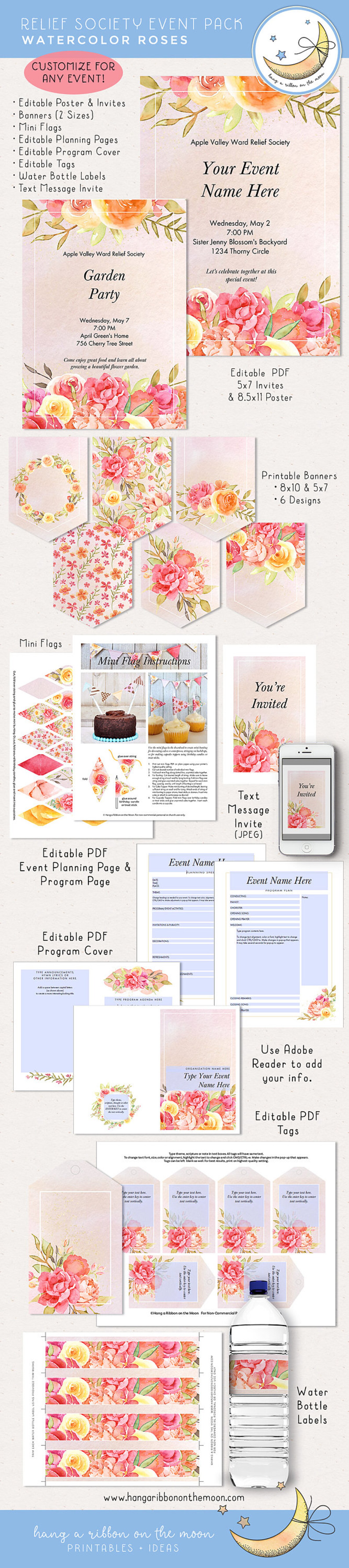 Relief Society Event Pack: Invitations, Posters, Decor and More, Use ...