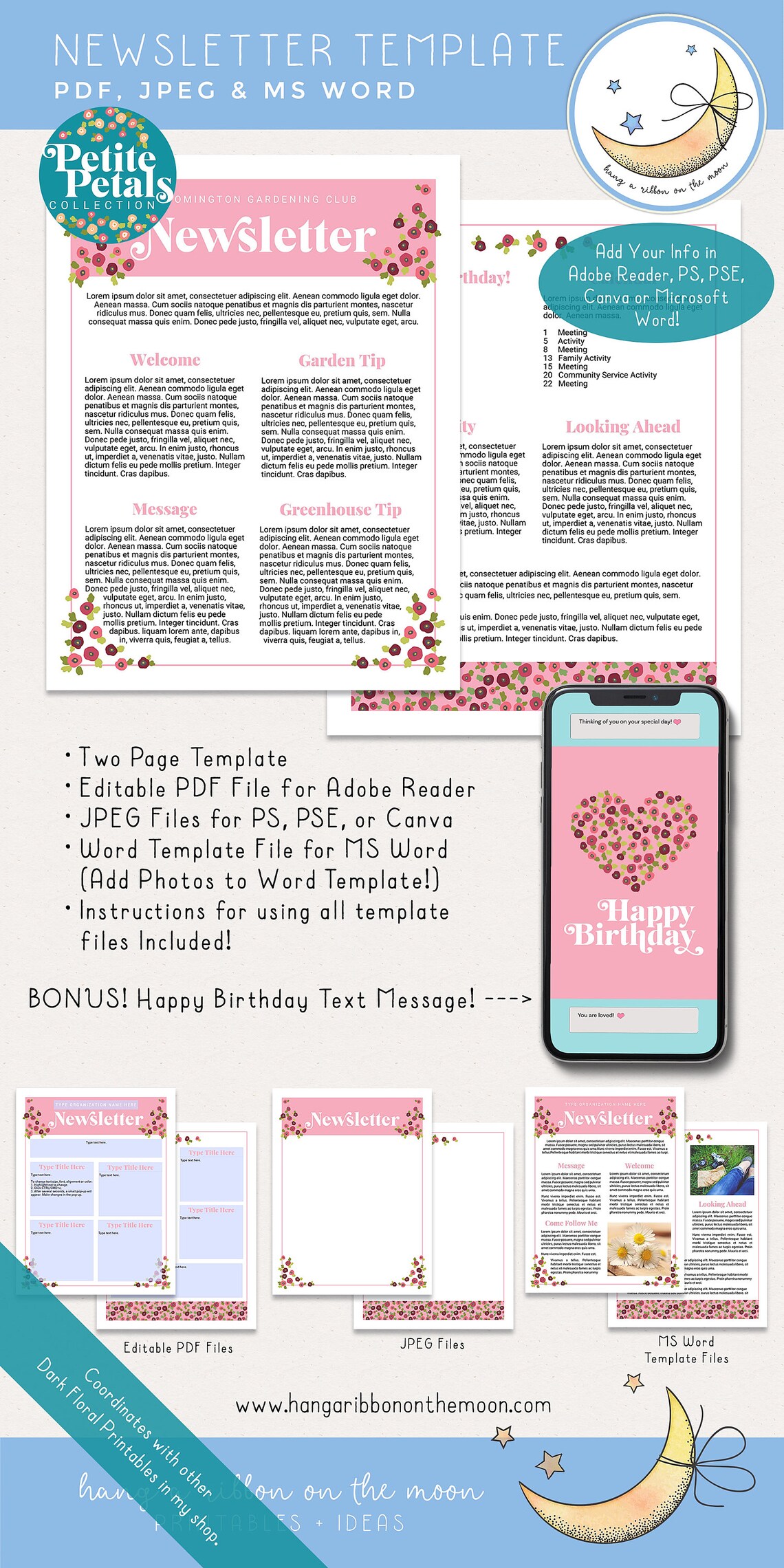 Newsletter Template Two Pages Editable in Adobe Reader PS - Etsy