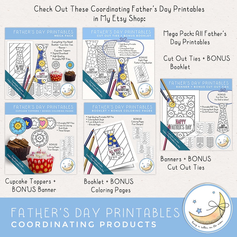 Father's Day Printable Booklet With Coloring Pages, Father's Day Craft ...