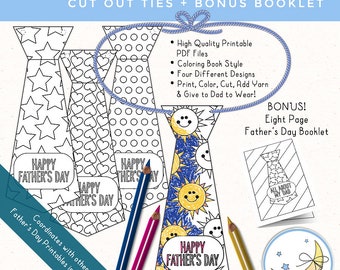 Father&#39;s Day Printable Paper Ties, Dad Booklet, Father&#39;s Day Craft: School Classes, FHE, LDS Young Women or Primary [Digital Download]
