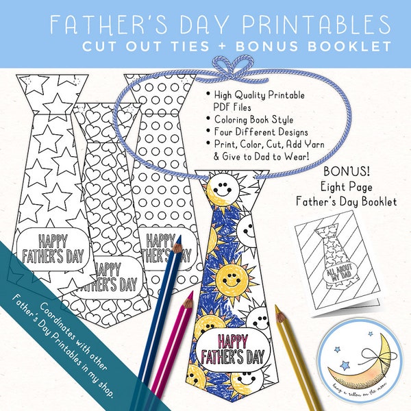 Father's Day Printable Paper Ties, Dad Booklet, Father's Day Craft: School Classes, FHE, LDS Young Women or Primary [Digital Download]