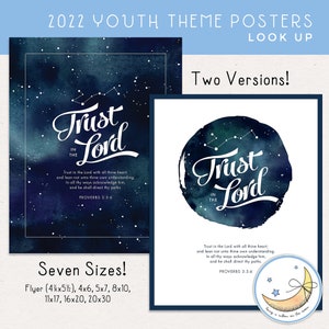 LDS Youth Theme 2022: Trust in the Lord, Poster Pack, 4x6, 5x7, 8x10, 11x17, 16x20, 20x30, Young Women, Look Up, Digital Download