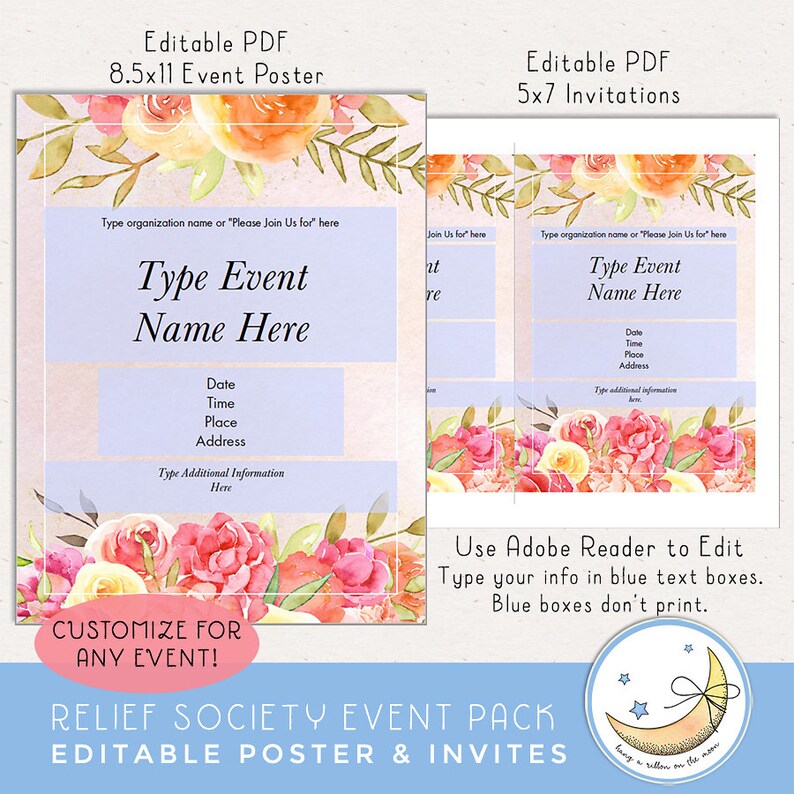 Relief Society Event Pack: Invitations, Posters, Decor and more, Use for RS Birthday Party or any event image 2