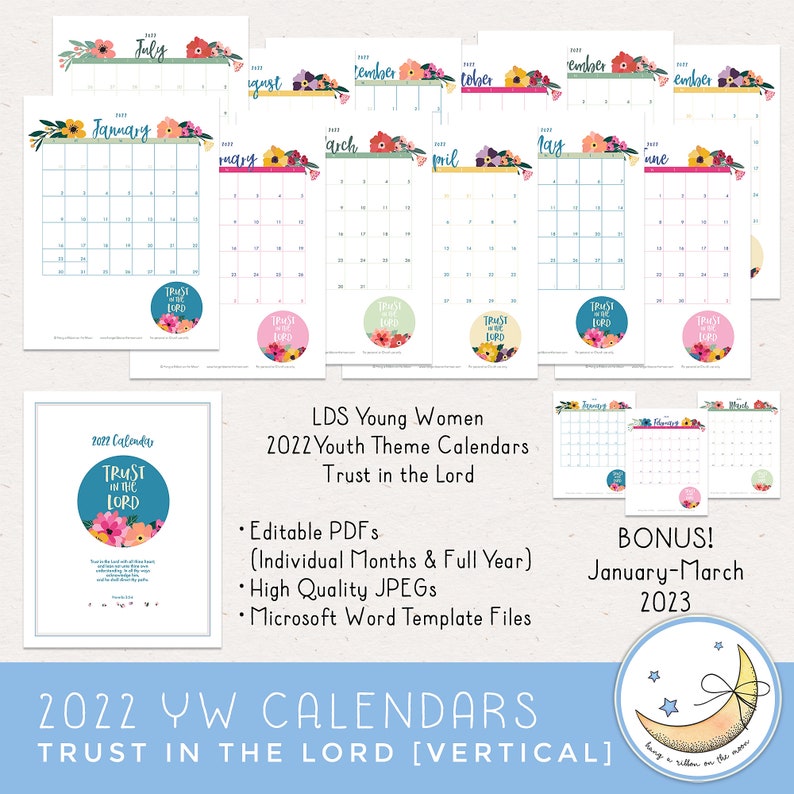 LDS Young Women 2022 Calendar Pack Trust in the Lord Etsy