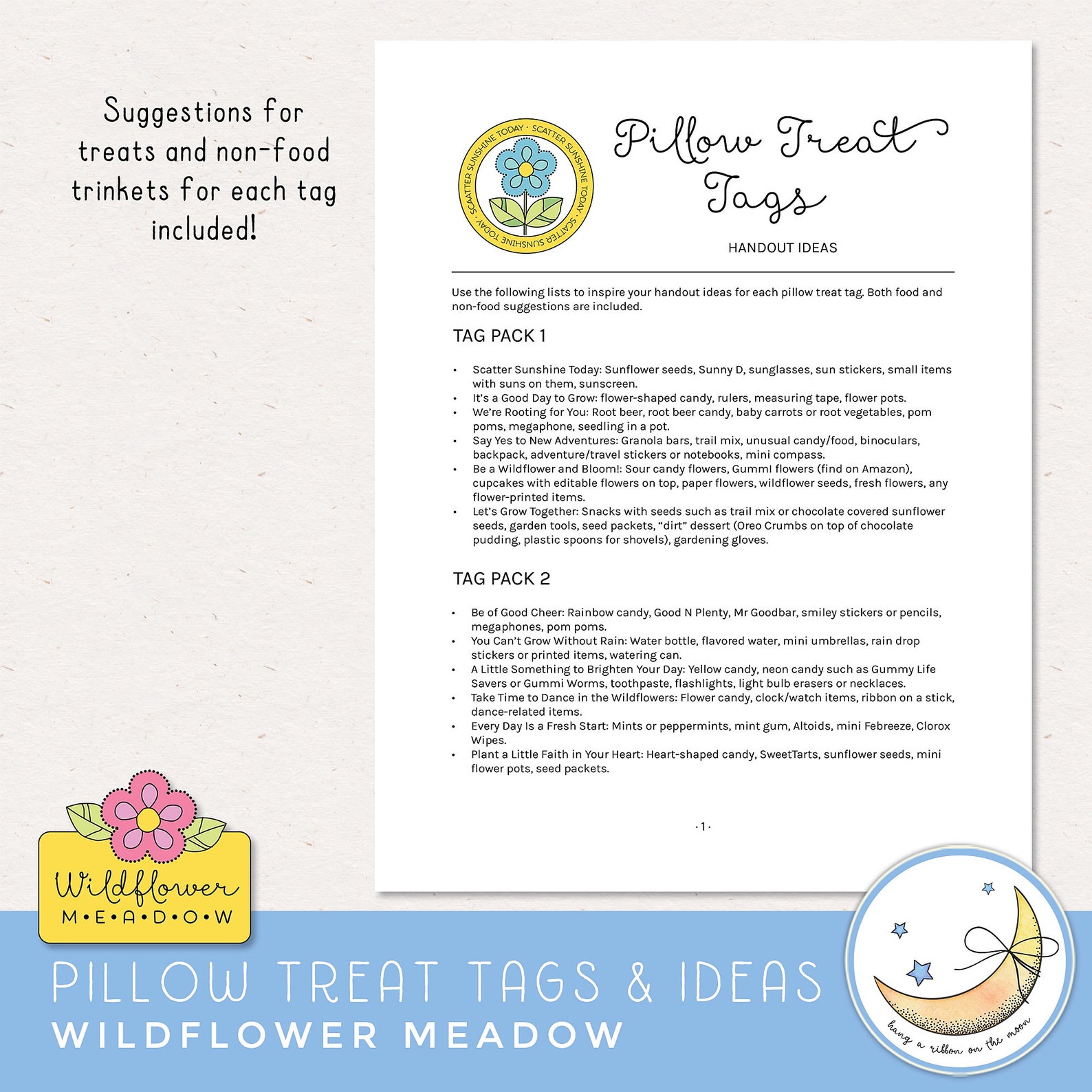 LDS Young Women Girls Camp Pillow Treats Tags & Ideas, Wildflower ...