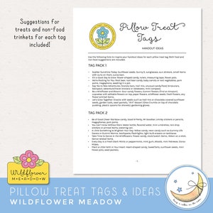 Printable LDS young women girls camp pillow treat handout tags. scatter sunshine today, it's a good day to grow, say yes to new adventures, we're rooting for you, be a wildflower and bloom, let's grow together. color and black & white.