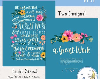 2021 LDS Youth Theme A Great Work Posters: 4.25x5.5, 4x6, 5x7, 8x10, 8.5x11, 11x17, 16x20, 20x30 JPEG and PDF, Blue [Digital Download]