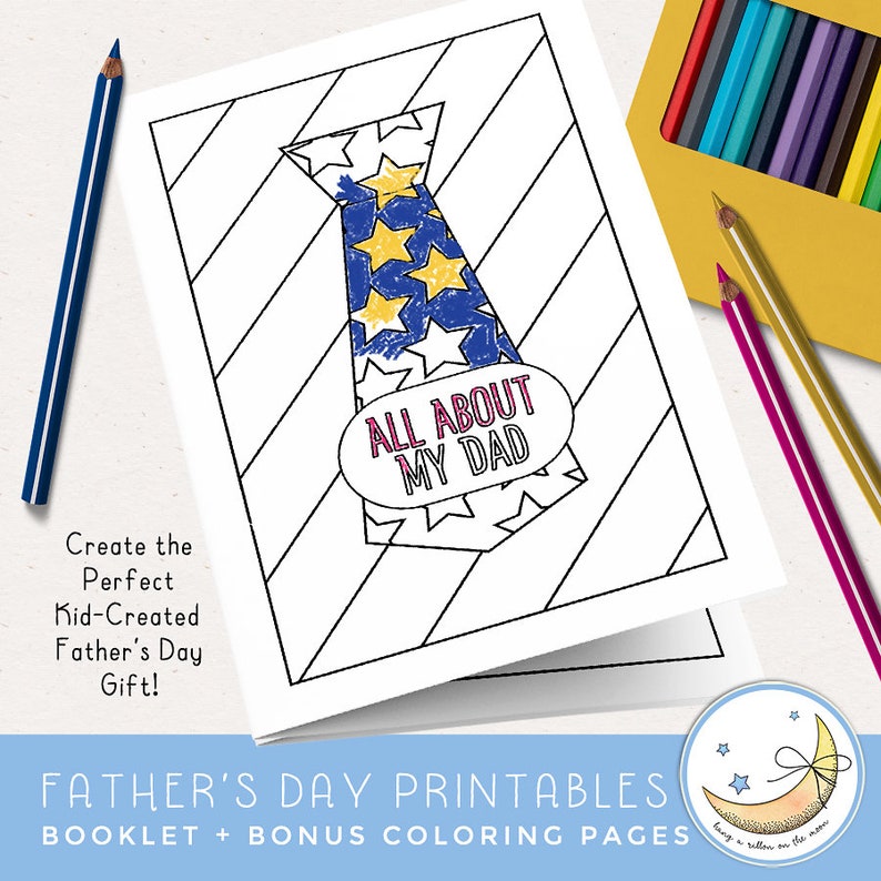 Father's Day Printable Booklet With Coloring Pages, Father's Day Craft ...