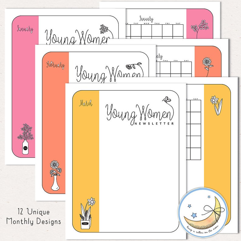 LDS Young Women Newsletter Templates 12 Months: Edit in Adobe Reader, PS, PSE, Microsoft Word or Canva Digital Download image 7