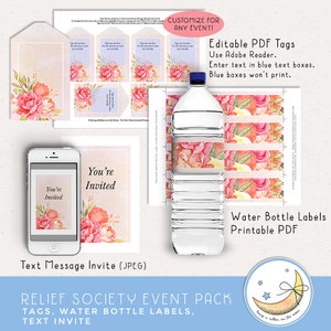 Relief Society Event Pack: Invitations, Posters, Decor and more, Use for RS Birthday Party or any event image 6