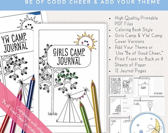 LDS Young Women Camp Girls Camp Editable Printable Journal, Coloring-Book Style, Digital Download