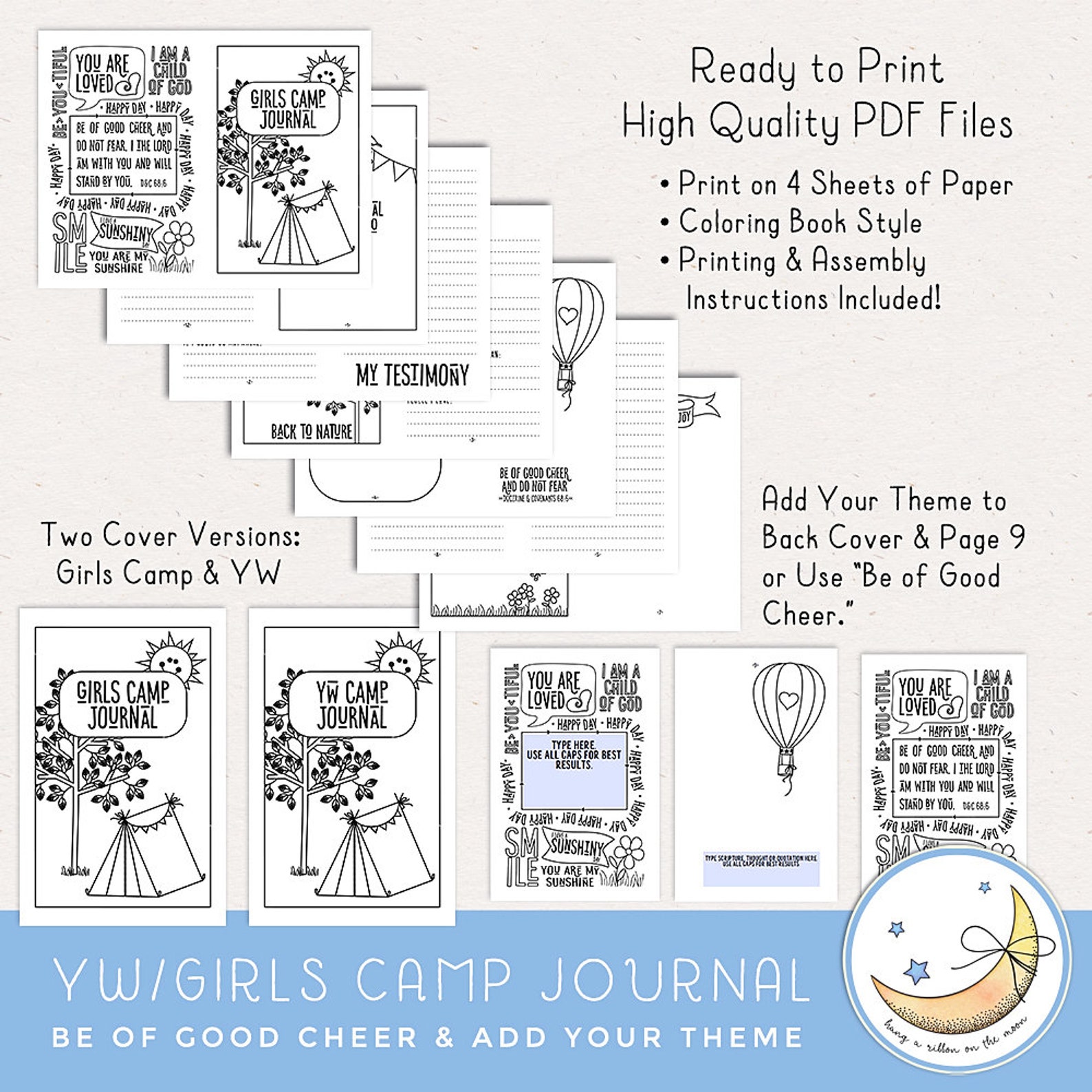 LDS Young Women Camp Girls Camp Editable Printable Journal - Etsy