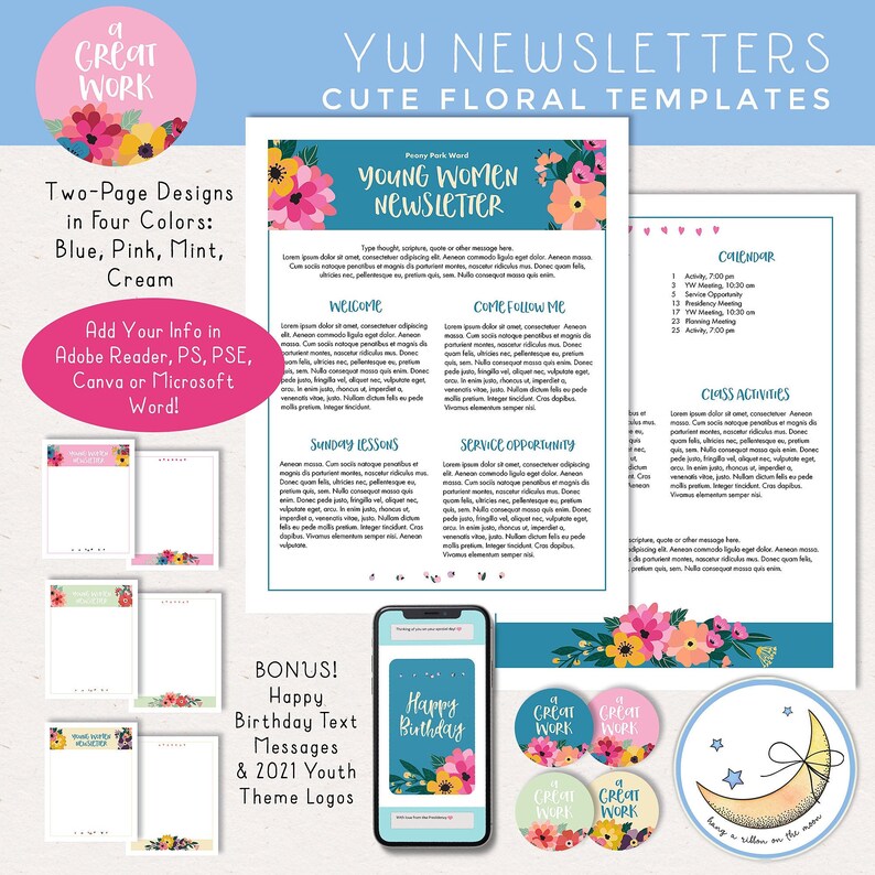 Newsletter Templates LDS Young Women Pack 2021 Youth Theme image 1