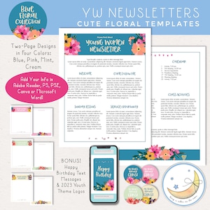 LDS Young Women Newsletter Templates, 2023 Youth Theme, Four Pack [Instant Download]