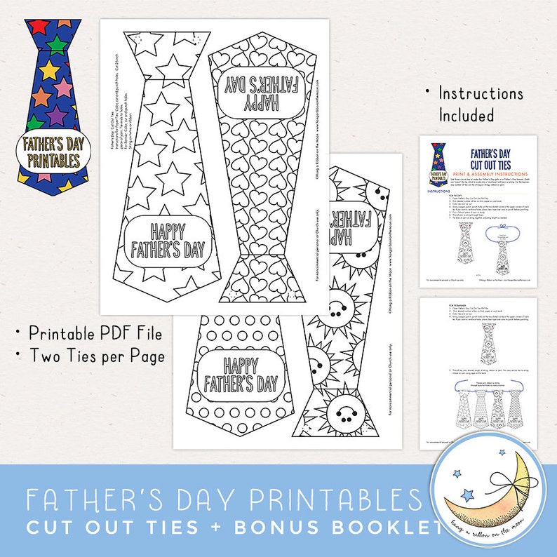 Father's Day Printable Paper Ties Dad Booklet - Etsy