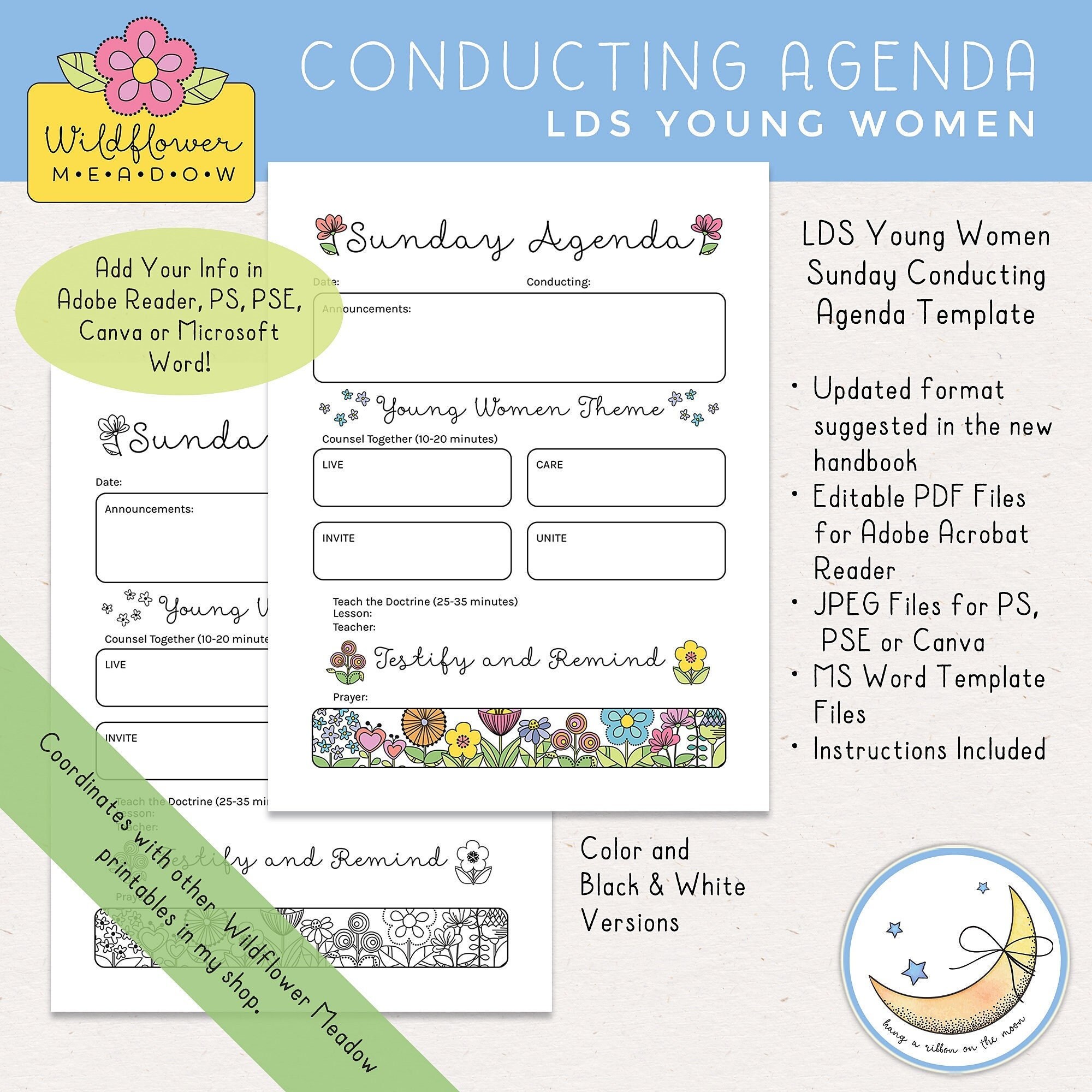 Young Women Conducting Agenda for Sunday Meetings Editable - Etsy