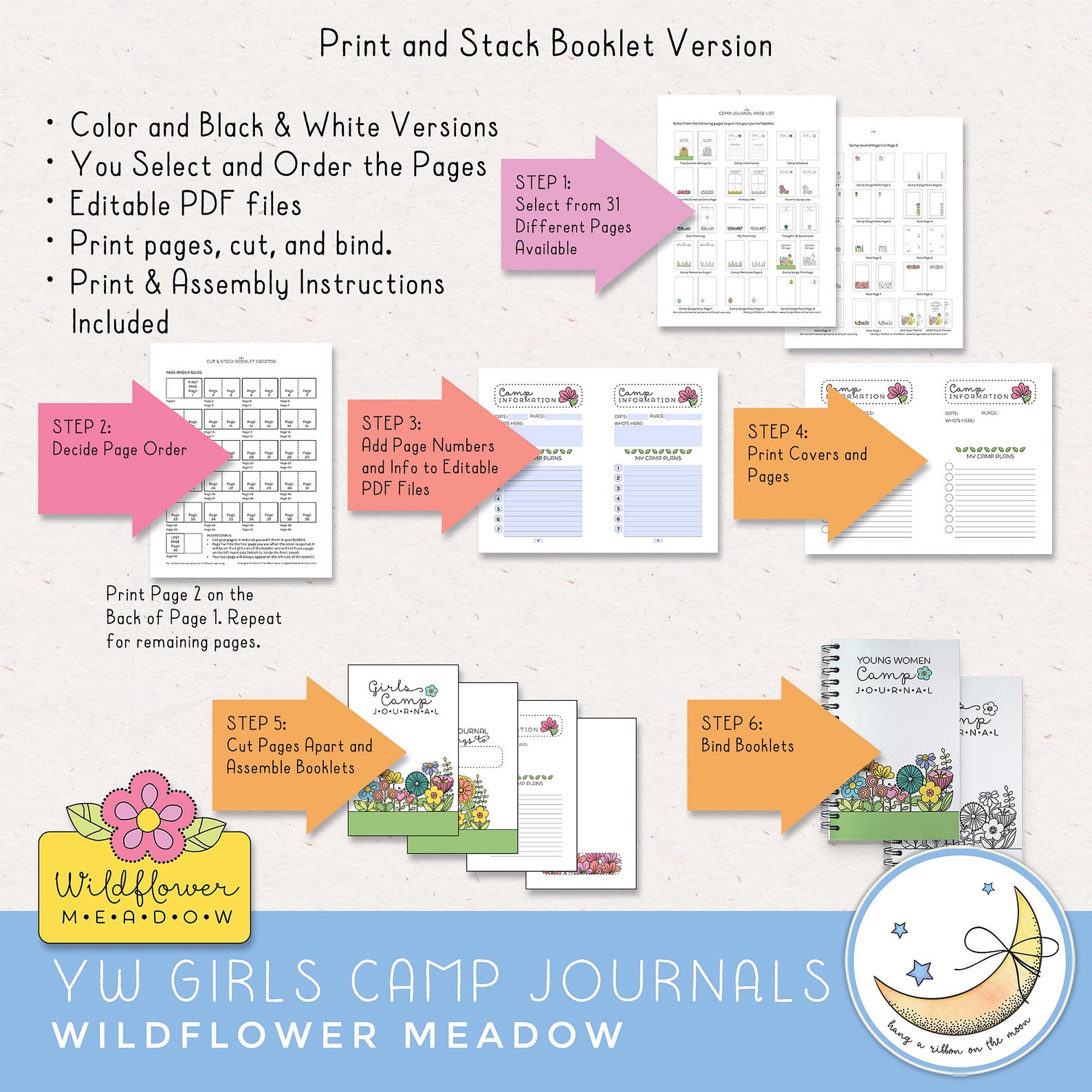 LDS YW Girls Camp Printable Journals, Young Women Booklet, Editable PDF ...