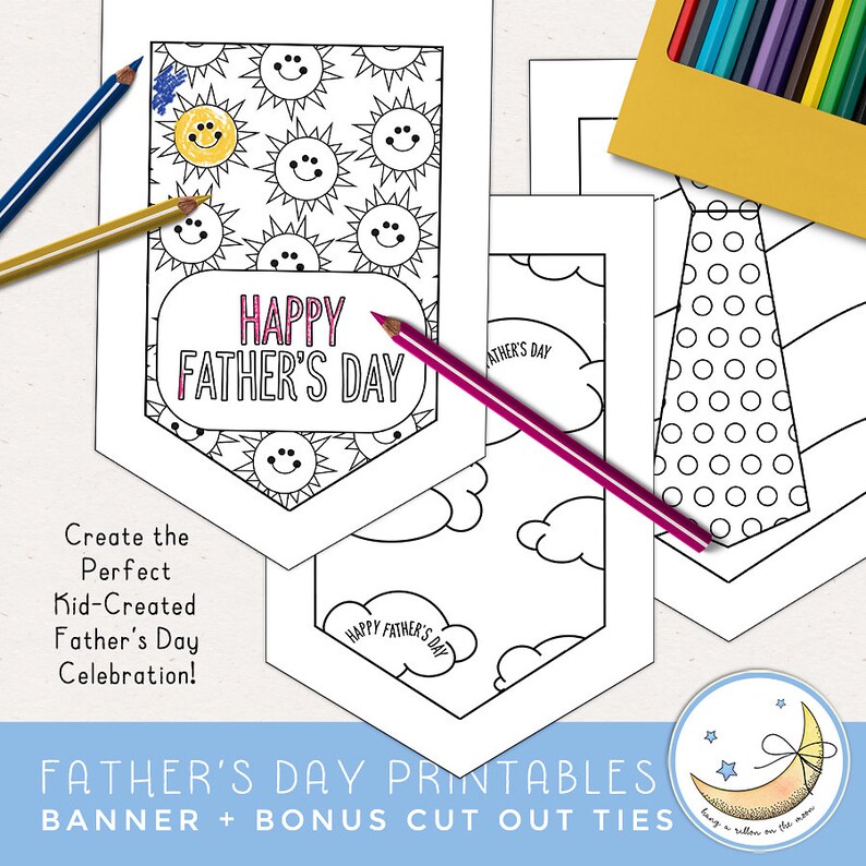 Father's Day Banner Printable &amp; Paper Ties Father's - Etsy