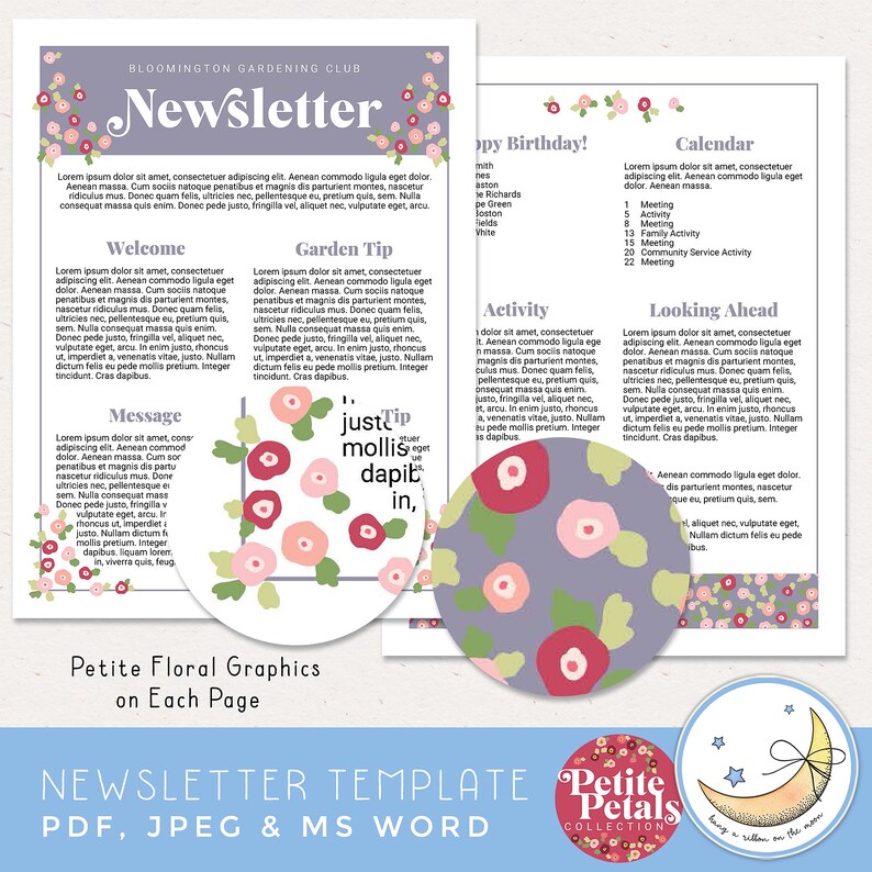 Editable Newsletter Template Two Pages Adobe Reader PS - Etsy