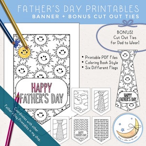 Banner del Día del Padre Imprimible y Corbatas de Papel, Manualidad del Día del Padre: Uso para clases escolares, FHE, Mujeres Jóvenes SUD o Primaria [Descarga digital]