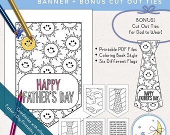 Father's Day Banner Printable & Paper Ties, Father's Day Craft: Use for School Classes, FHE, LDS Young Women or Primary [Digital Download]