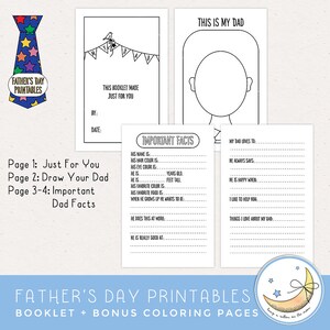 Father's Day Printable Booklet With Coloring Pages, Father's Day Craft ...
