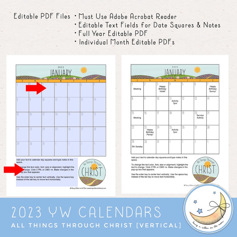 LDS YW Calendar 2023 Youth Theme Editable PDF Digital Etsy