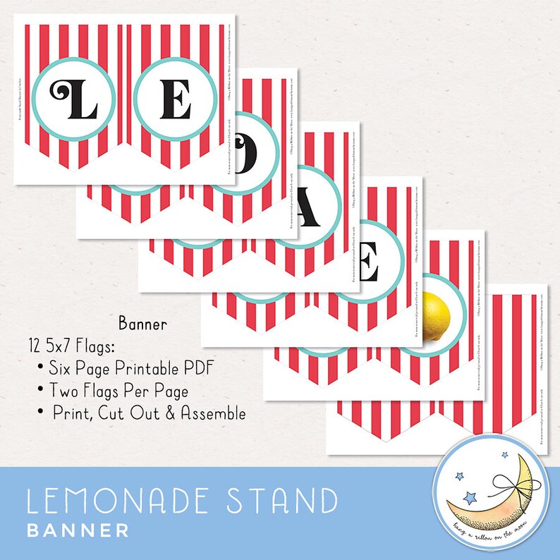 Lemonade Stand Banner, Printable, Bonus Lemonade Stand Sign instant Digital Download - Etsy