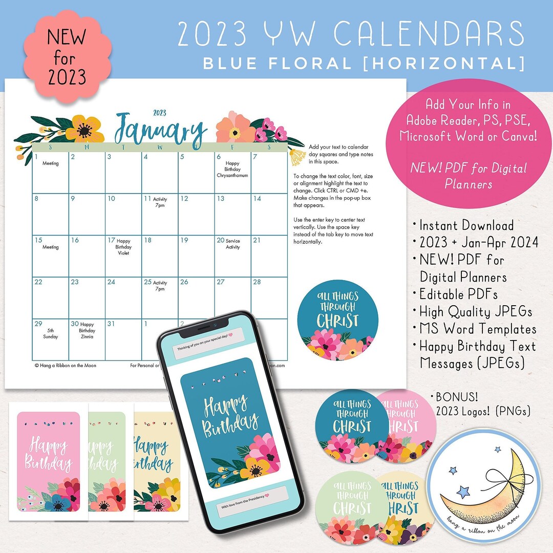 LDS Young Women 2023 Calendar Pack Editable PDF PDF for Etsy
