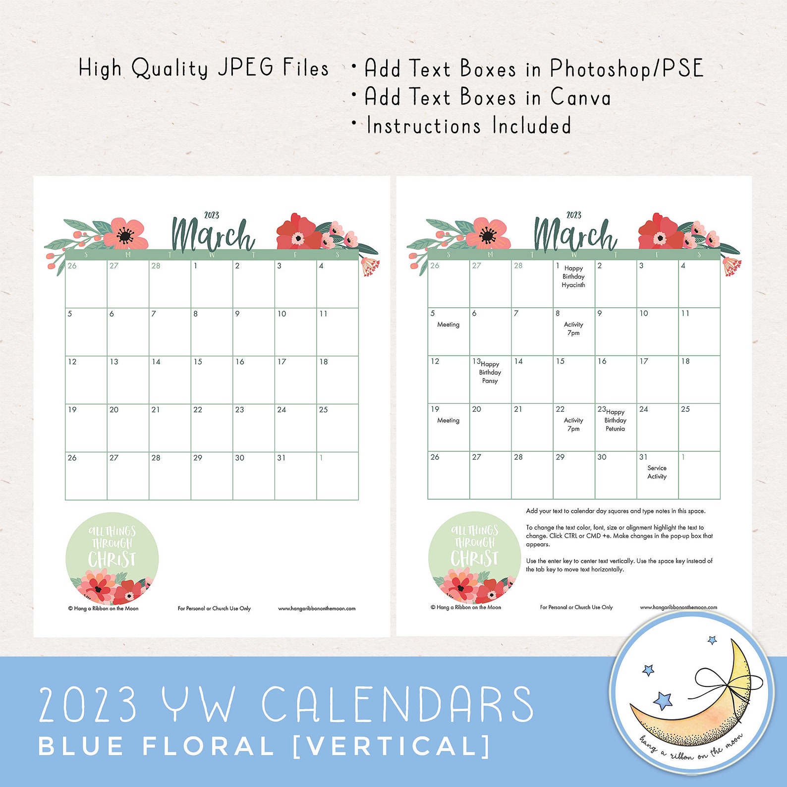 LDS Young Women 2023 Calendar Youth Theme Editable PDF PDF Etsy